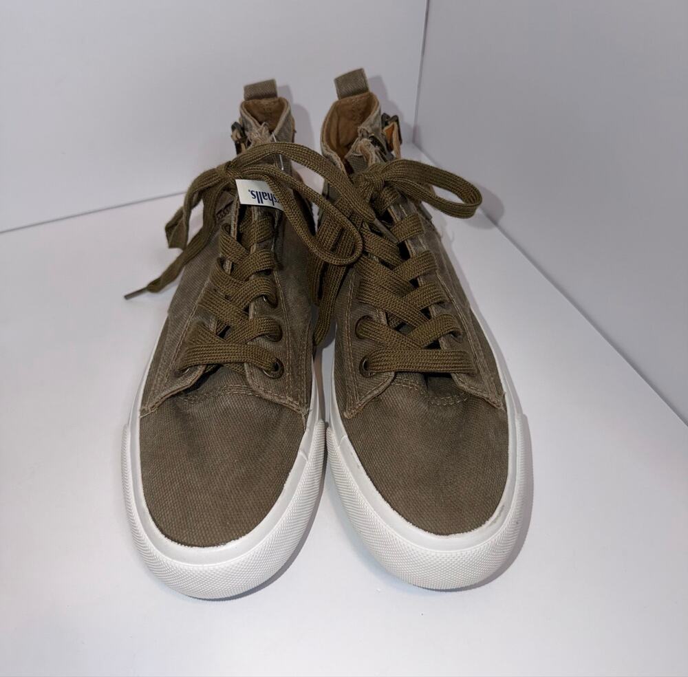 Blowfish Malibu Olive Canvas High Top Sneakers Zip Shoes Women’s 8.5